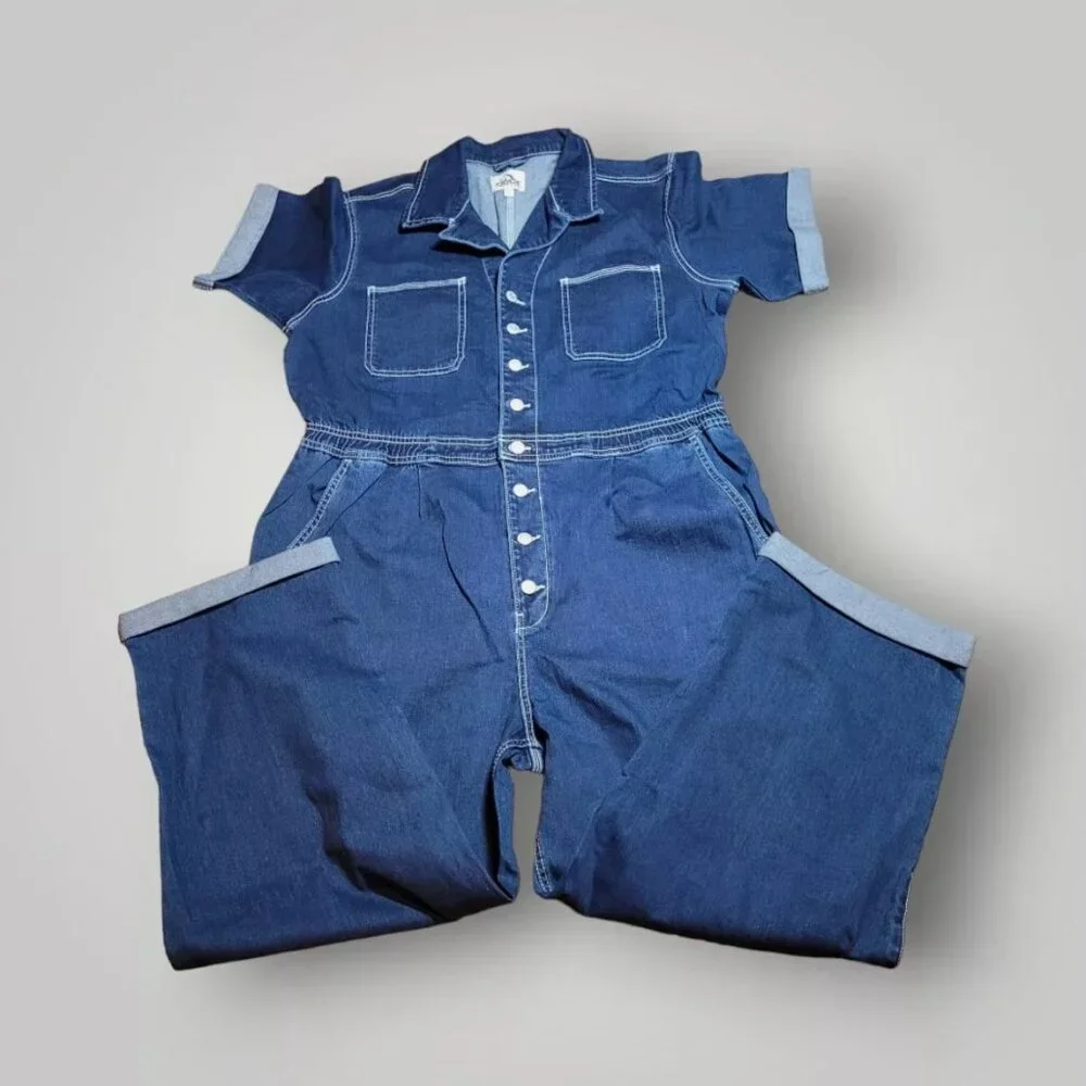 Jordache Vintage Women's Denim Coverall Jumpsuit - Size XL/ XG - Picture 3 of 6